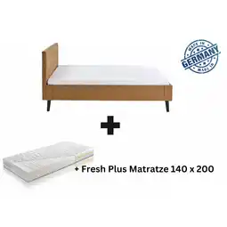 Netto Marken-Discount Polsterbett 140 x 200 Amira Bettgestell mit Kopfteil Ocker Angebot