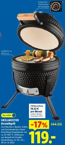 Lidl GRILLMEISTER Keramikgrill Angebot