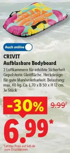 Lidl CRIVIT Aufblasbare Bodyboard Angebot