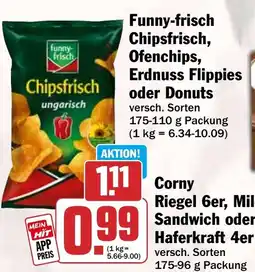 HIT Funny-frisch Chipsfrisch, Ofenchips, Erdnuss Flippies oder Donuts Angebot