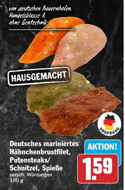 HIT Deutsches mariniertes Hähnchenbrustfilet, Putensteaks/ Schnitzel, Spieße Angebot