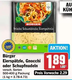 HIT Bürger Eierspätzle, Gnocchi oder Schupfnudeln Angebot