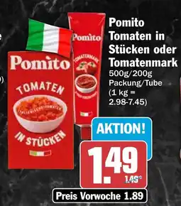 HIT Pomito Tomaten in Stücken oder Tomatenmark Angebot