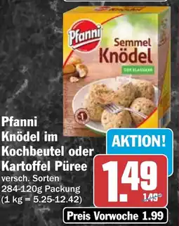 HIT Pfanni Knödel im Kochbeutel oder Kartoffel Püree Angebot