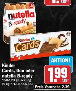 HIT Kinder Cards, Duo oder nutella B-ready Angebot