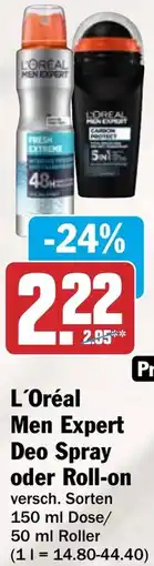 HIT L'Oréal Men Expert Deo Spray oder Roll-on Angebot