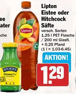 HIT Lipton Eistee oder Hitchcock Säfte Angebot