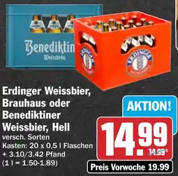 HIT Erdinger Weissbier, Brauhaus oder Benediktiner Weissbier, Hell Angebot