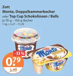 V Markt Zott monte doppelkammerbecher Angebot