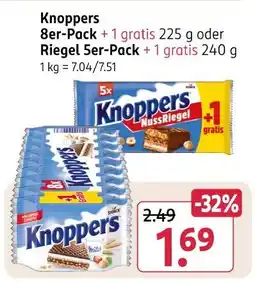 Rossmann Knoppers knoppers 8er-pack 8er‐pack + 1 gratis 225 g oder riegel 5er‐pack + 1 gratis 240 g Angebot