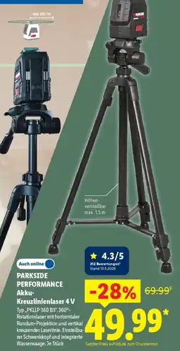 Lidl PARKSIDE PERFORMANCE Akku- Kreuzlinienlaser 4 V Angebot