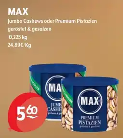 Getränke Hoffmann MAX Jumbo Cashews oder Premium Pistazien Angebot