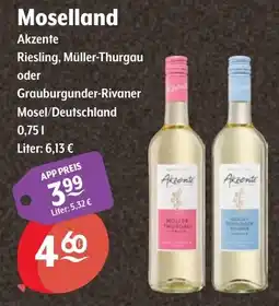 Getränke Hoffmann Moselland Akzente Riesling, Müller-Thurgau oder Grauburgunder-Rivaner Angebot