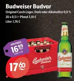 Getränke Hoffmann Budweiser Budvar Original Czech Lager, Dark oder Alkoholfrei 0,0% Angebot