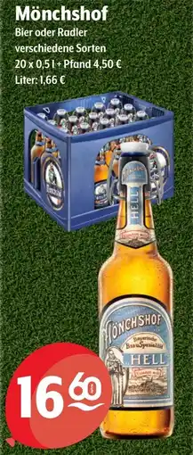 Getränke Hoffmann Mönchshof Bier oder Radler Angebot