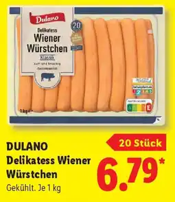Lidl DULANO Delikatess Wiener Würstchen Angebot