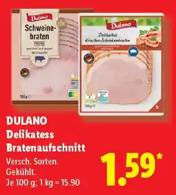 Lidl DULANO Delikatess Bratenaufschnitt Angebot