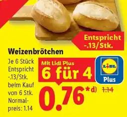 Lidl Weizenbrötchen Angebot