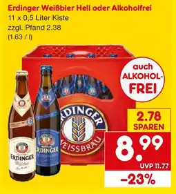 Netto Getränke Discount Erdinger Weißbier Hell oder Alkoholfrei Angebot