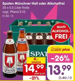 Netto Getränke Discount Spaten Münchner Hell oder Alkoholfrei Angebot