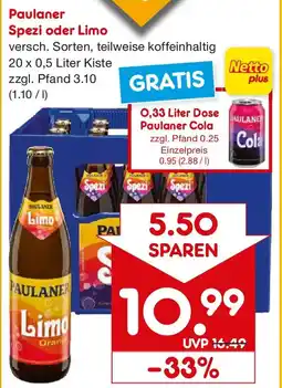 Netto Getränke Discount Paulaner Spezi oder Limo Angebot