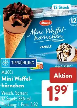 Aldi Süd MUCCI Mini Waffelhörnchen Angebot