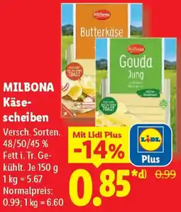 Lidl MILBONA Käsescheiben Angebot