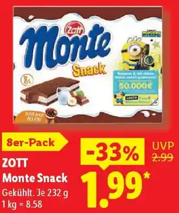 Lidl ZOTT Monte Snack Angebot