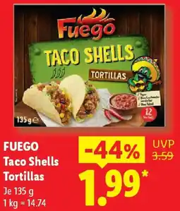 Lidl FUEGO Taco Shells Tortillas Angebot