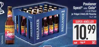 E-Center Paulaner Spezi oder Cola Angebot