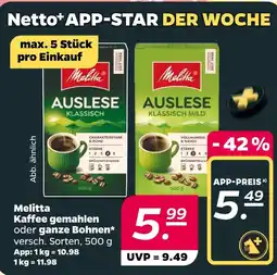 NETTO Melitta kaffee gemahlen oder ganze bohnen Angebot