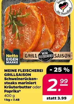 NETTO Meine fleischerei schweinerückensteaks mariniert kräuterbutter Angebot