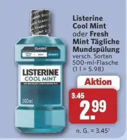Combi Listerine Cool Mint oder Fresh Mint Tägliche Mundspülung Angebot