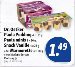 Nah & Frisch Dr. Oetker Paula Pudding, Paula minis, Snack Vanille oder Marmorette Angebot