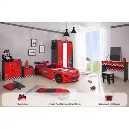 Netto Marken-Discount Kinderzimmer komplett Set Autobett Rio 5 teilig Rot Angebot