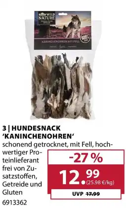 Dehner WILD NATURE HUNDESNACK 'KANINCHENOHREN' Angebot