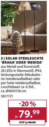Dehner SOLAR-STEHLEUCHTE 'BRAGA' ODER 'MERIDA' Angebot