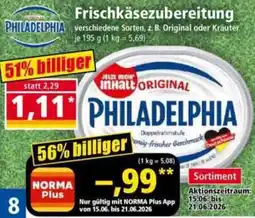 Norma PHILADELPHIA Frischkäsezubereitung Angebot