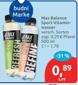 Budni Max balance sport vitaminwasser Angebot