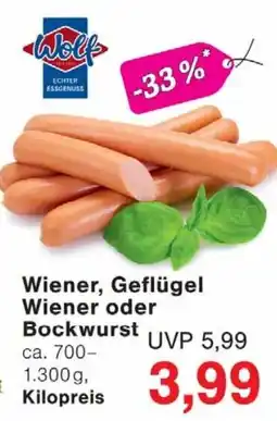 Wiglo Wunderland Wiener, Geflügel Wiener oder Bockwurst Angebot