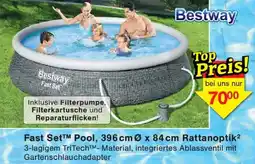 Wiglo Wunderland Bestway Fast Set Pool, 396 cm Ø x 84 cm Rattanoptik Angebot