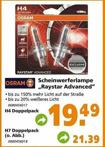 Globus Baumarkt Osram Scheinwerferlampe „raystar Advanced“ Angebot