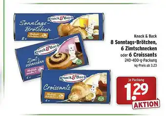 Wasgau Knack & Back Sonntags-brötchen, 6 Zimtschnecken Oder 6 Croissants Angebot