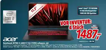 dodenhof Acer Notebook Nitro 5 (an517-52-759h) Schwarz Rot Angebot