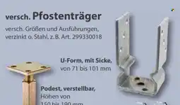 Sonderpreis Baumarkt versch. Pfostenträger U-Form, mit Sicke, von 71 bis 101 mm Angebot