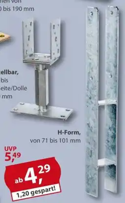 Sonderpreis Baumarkt versch. Pfostenträger H-Form, von 71 bis 101 mm Angebot