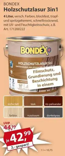Sonderpreis Baumarkt BONDEX Holzschutzlasur 3in1 Angebot