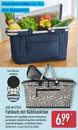 Aldi Nord LIVE IN STYLE Faltkorb mit Kühlfunktion Angebot