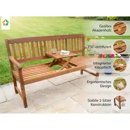 Netto Marken-Discount 2-Sitzer Gartenbank mit Klapptisch aus Akazienholz FSC, 153x57x88 cm Angebot