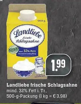 Scheck-in-Center Landliebe Frische Schlagsahne Angebot